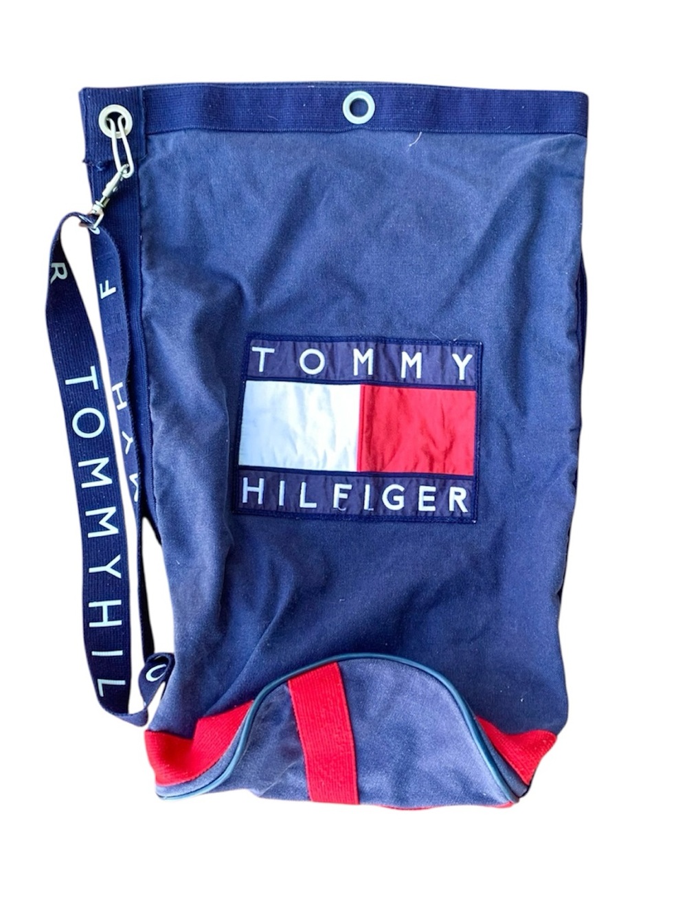 Vintage 1990’s Tommy Hilfiger Embroidered Spell Out Sling Duffle Bag